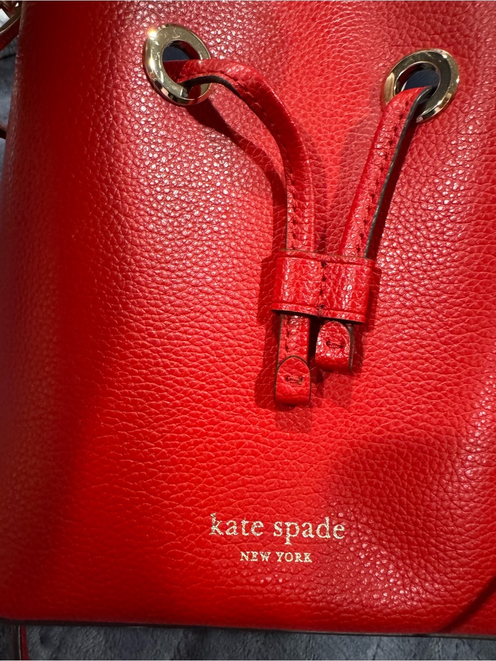 Kate spade Red Leather Drawstring Bucket Bag NWOT